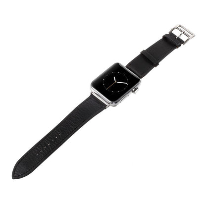 Leder Armband für Apple Watch 41/40/38mm Ersatzband Series 9/8/7/6/SE/5 Schwarz