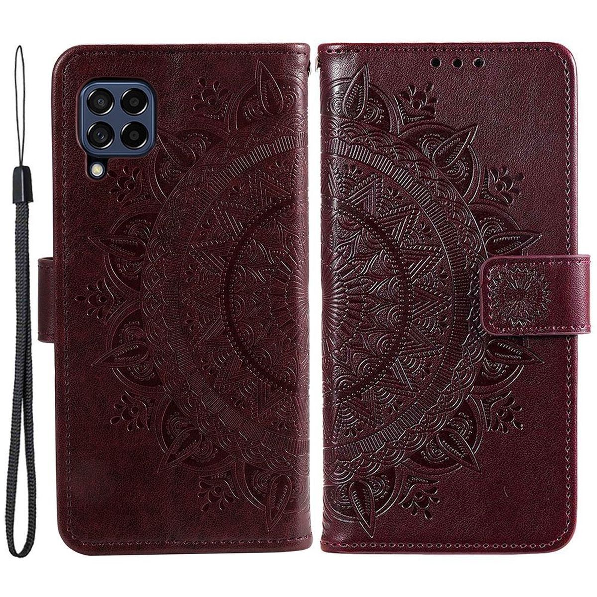 Hülle für Samsung Galaxy M53 5G Handyhülle Flip Case Cover Etui Mandala Braun