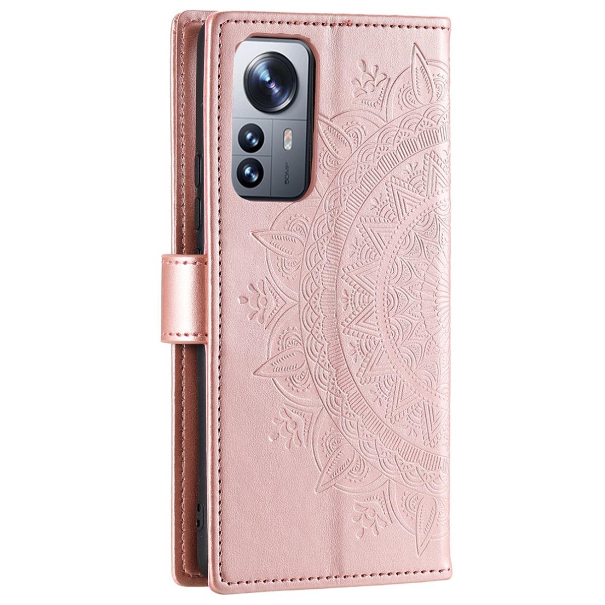 Hülle für Xiaomi 12 Pro Handyhülle Flip Case Cover Tasche Etui Mandala Rosegold