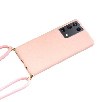 Hülle für Samsung Galaxy S21 Ultra Handyhülle Case Band Handykette Kordel Schnur Rosa