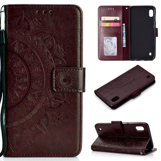 Hülle für Samsung Galaxy A10 Handyhülle Schutz Tasche Flip Case Etui Cover Mandala Braun