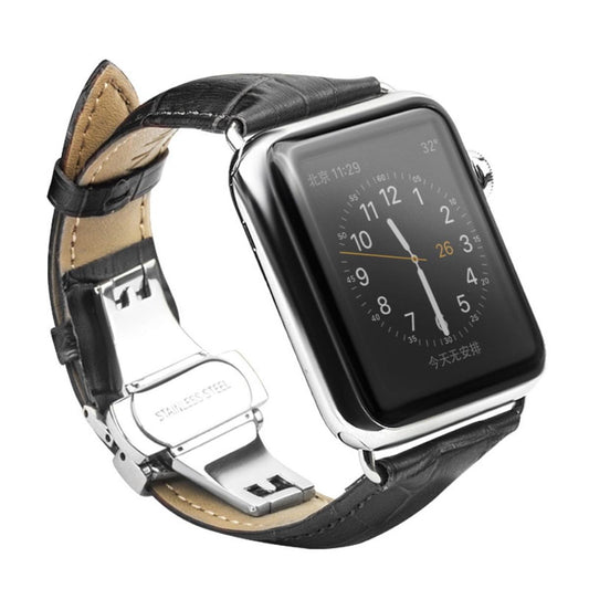 Leder Armband für Apple Watch 49/45/44/42mm Band Series Ultra/8/7/6/SE/5 schwarz