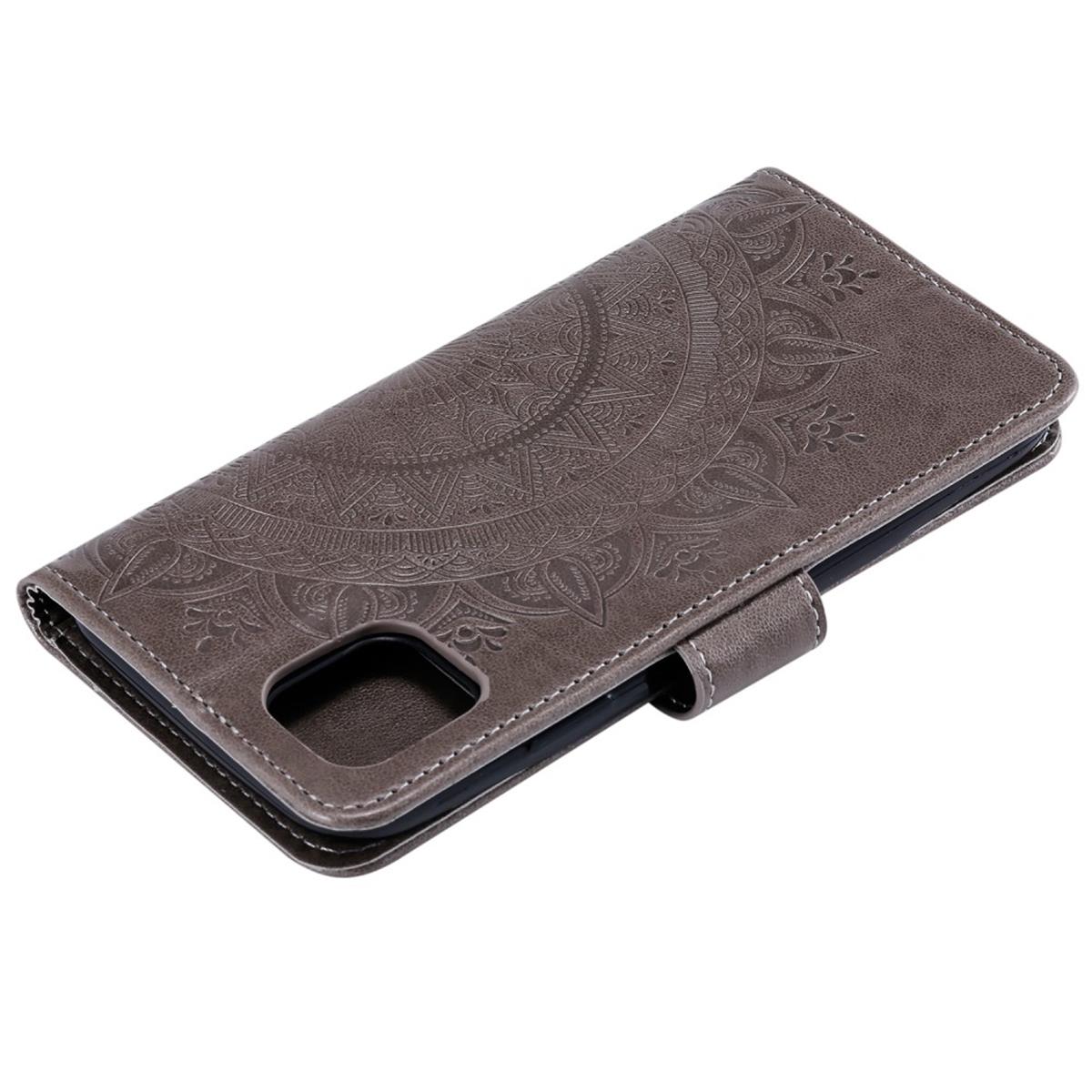 Hülle für Apple iPhone 12 Mini Handyhülle Flip Case Cover Tasche Mandala Grau