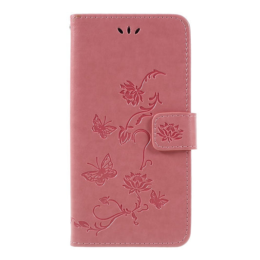 Hülle für Samsung Galaxy A7 (2018) Handyhülle Flipcase Cover Schmetterling Rosa