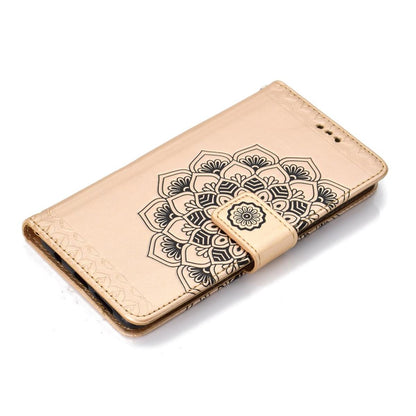 Hülle für Samsung Galaxy S10 Handyhülle Flip Case Cover Mandala Gold (schwarz)