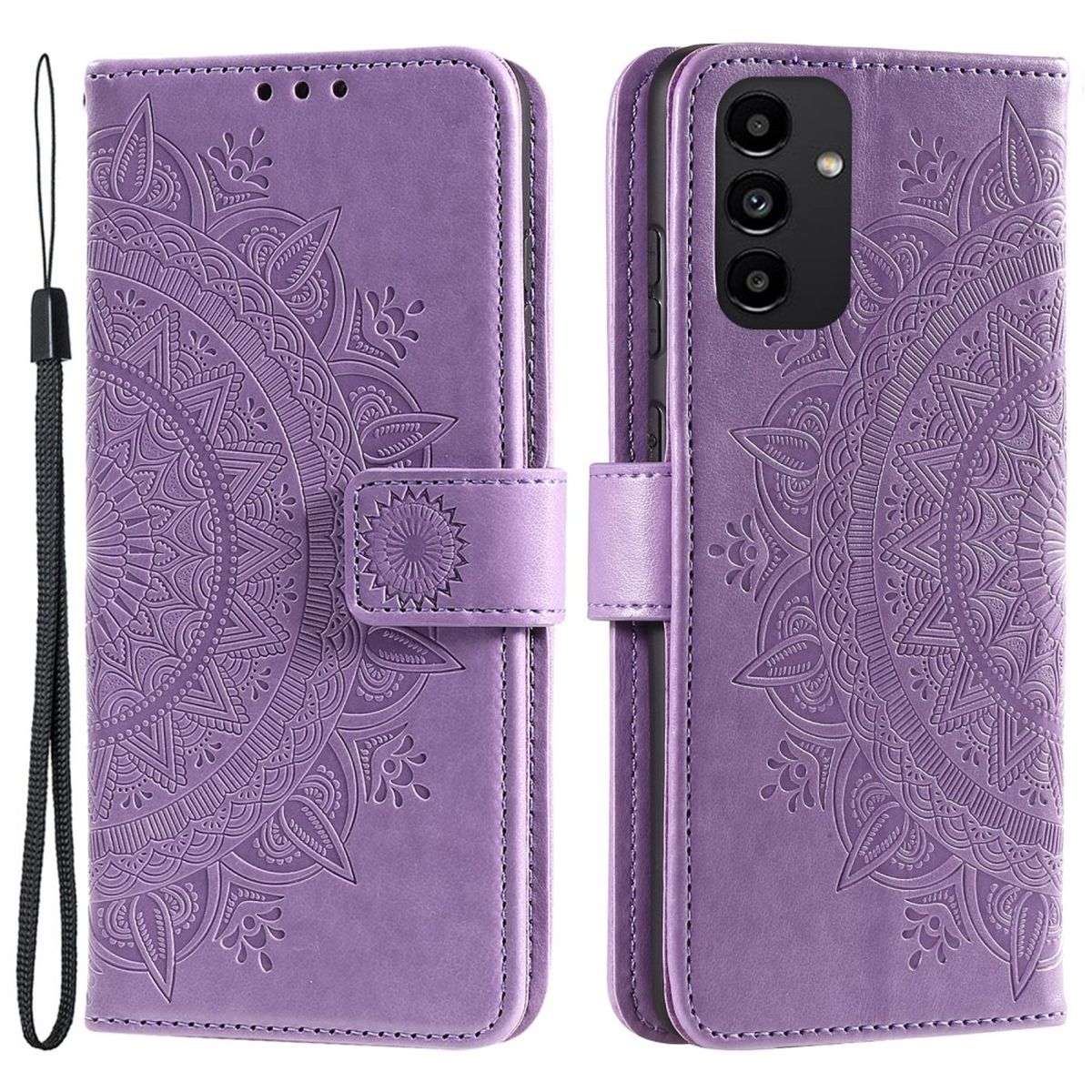 Hülle für Samsung Galaxy A13 5G/A04s Handyhülle Flipcase Cover Etui Mandala Lila