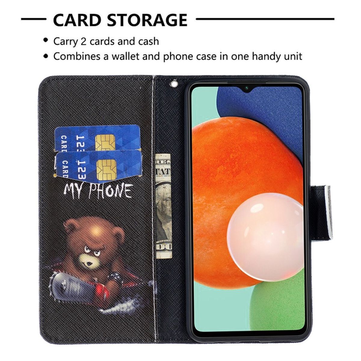 Hülle für Samsung Galaxy A13 4G Handyhülle Flip Case Cover Schutzhülle Motiv Bär