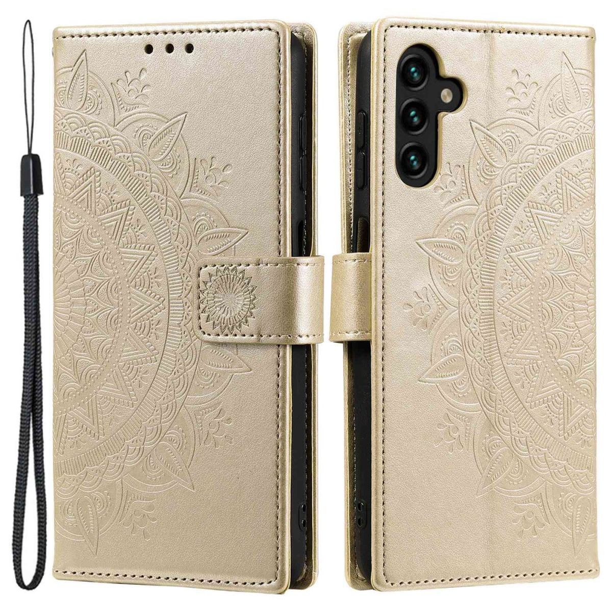 Hülle für Samsung Galaxy A54 5G Handyhülle Flip Case Cover Etui Mandala Gold