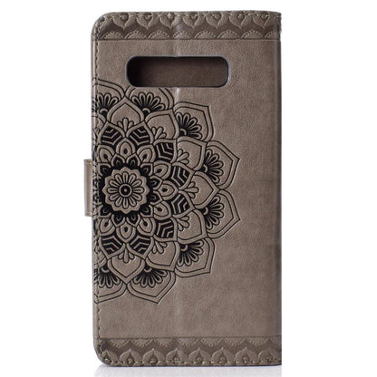 Hülle für Samsung Galaxy S10 Handyhülle Flip Case Cover Mandala Grau (schwarz)
