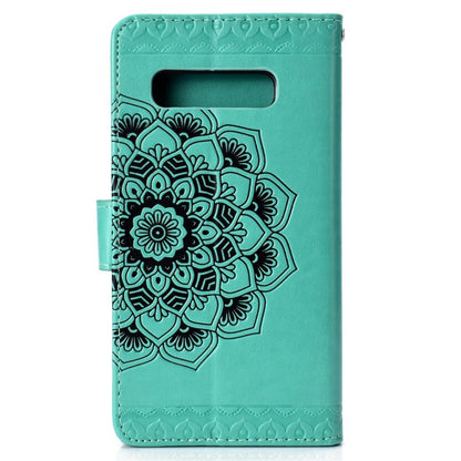 Hülle für Samsung Galaxy S10 Schutzhülle Flip Case Handyhülle Mandala Mint (schwarz)