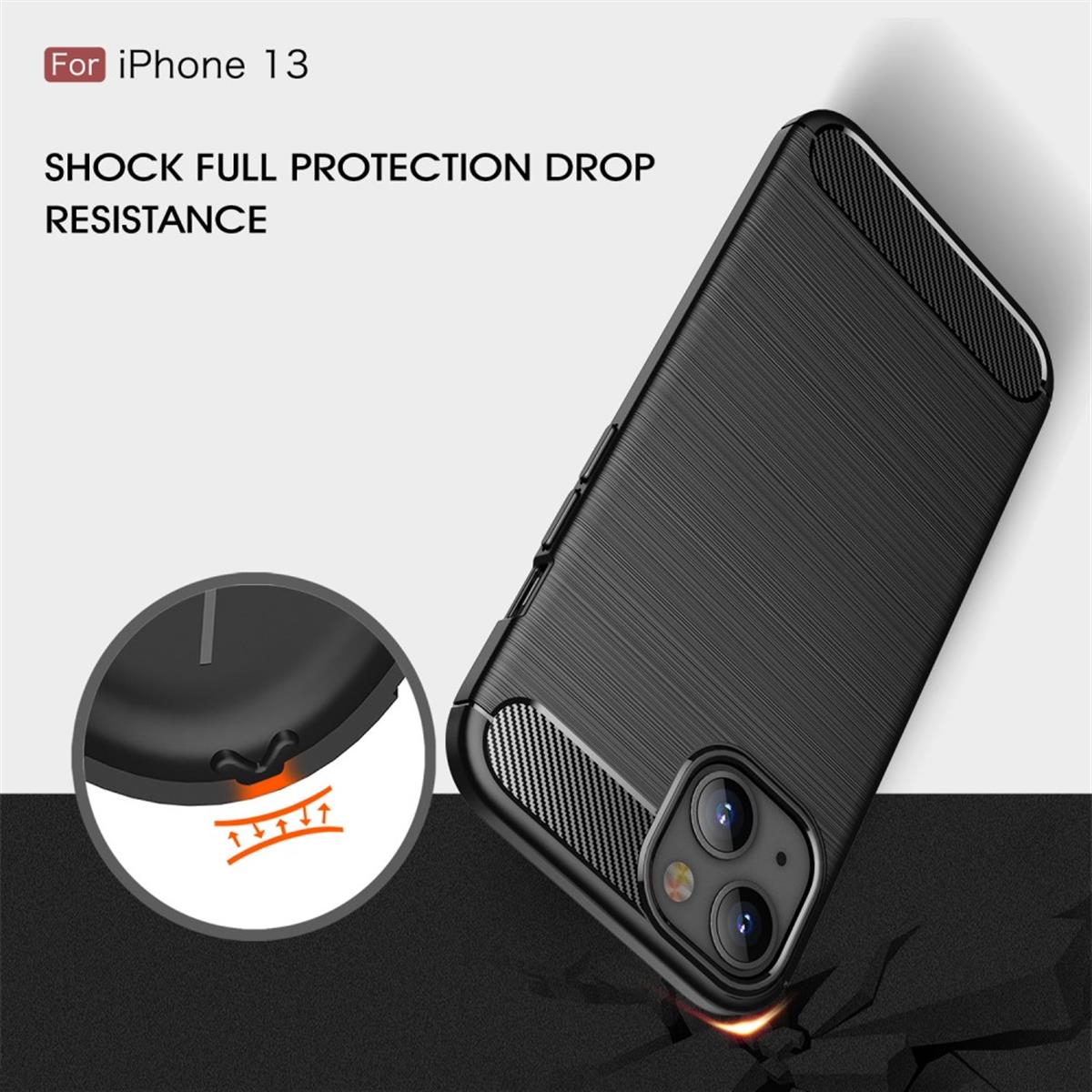 Hülle für Apple iPhone 13 Handyhülle Silikon Case Cover Bumper Etui Carbonfarben