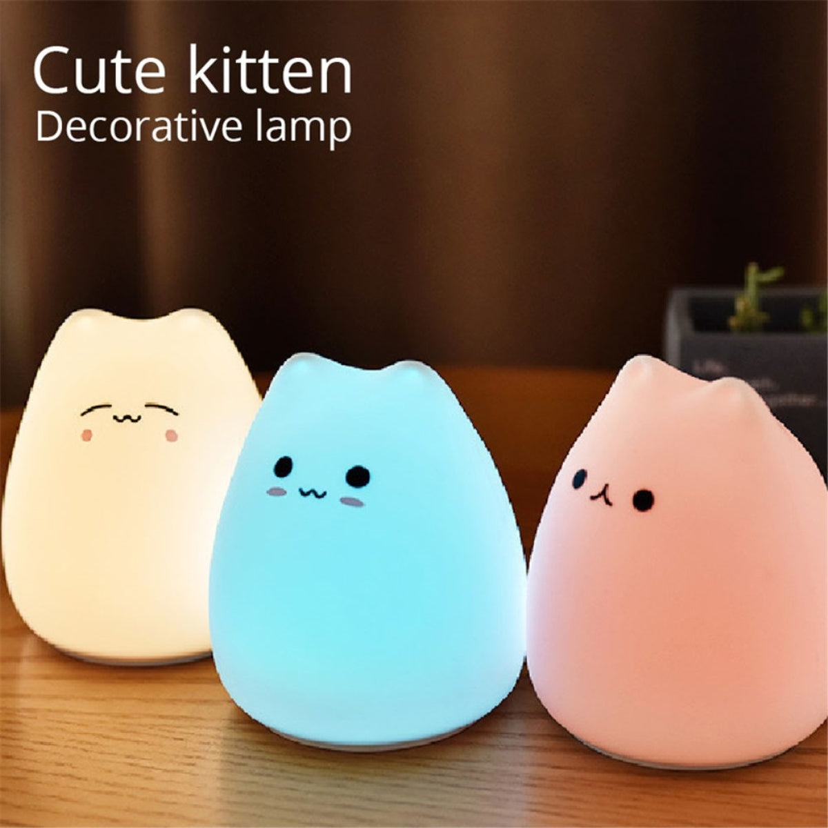 Kinder Nachtlicht Katze LED Nacht Leuchte Dimmbar Silikon Mehrfarbig Schlaflampe