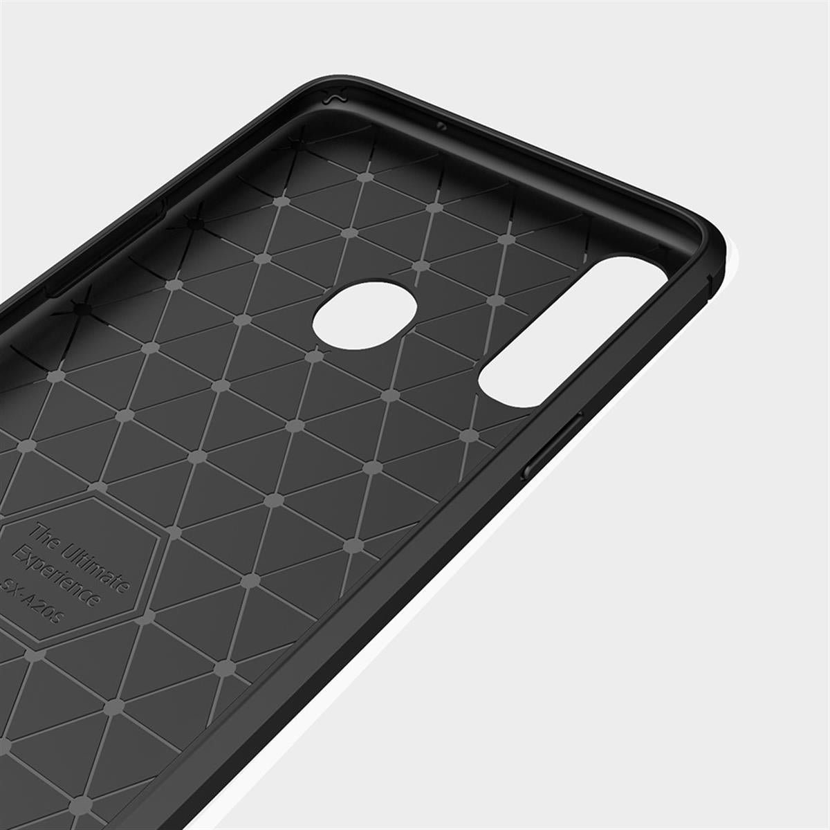 Hülle für Samsung Galaxy A20s Handyhülle Silikon Case Cover Etui Carbonfarben