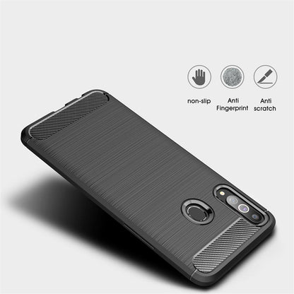 Hülle für Samsung Galaxy A20s Handyhülle Silikon Case Cover Etui Carbonfarben