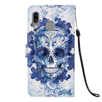 Hülle für Samsung Galaxy A40 Handyhülle Tasche Cover Motiv Case Totenkopf blau