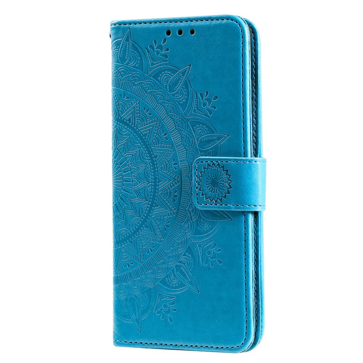 Hülle für Samsung Galaxy A13 5G/A04s Handyhülle Flip Cover Tasche Mandala Blau
