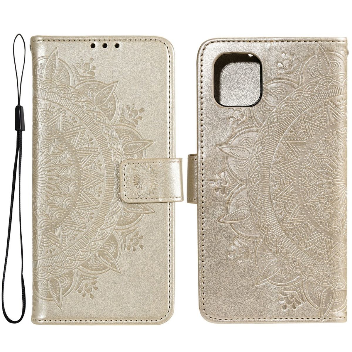 Hülle für Samsung Galaxy A03 Handyhülle Flip Case Cover Schutzhülle Mandala Gold