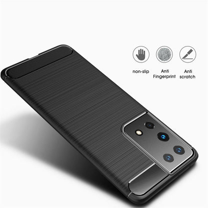 Hülle für Samsung Galaxy S21 Ultra Handyhülle Silikon Case Cover Etui Bumper Carbonfarben