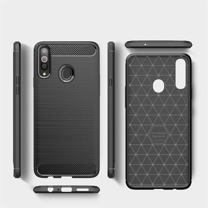 Hülle für Samsung Galaxy A20s Handyhülle Silikon Case Cover Etui Carbonfarben