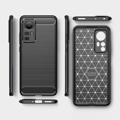 Hülle für Xiaomi 12/12X Handyhülle Silikon Case Handy Cover Carbonfarben