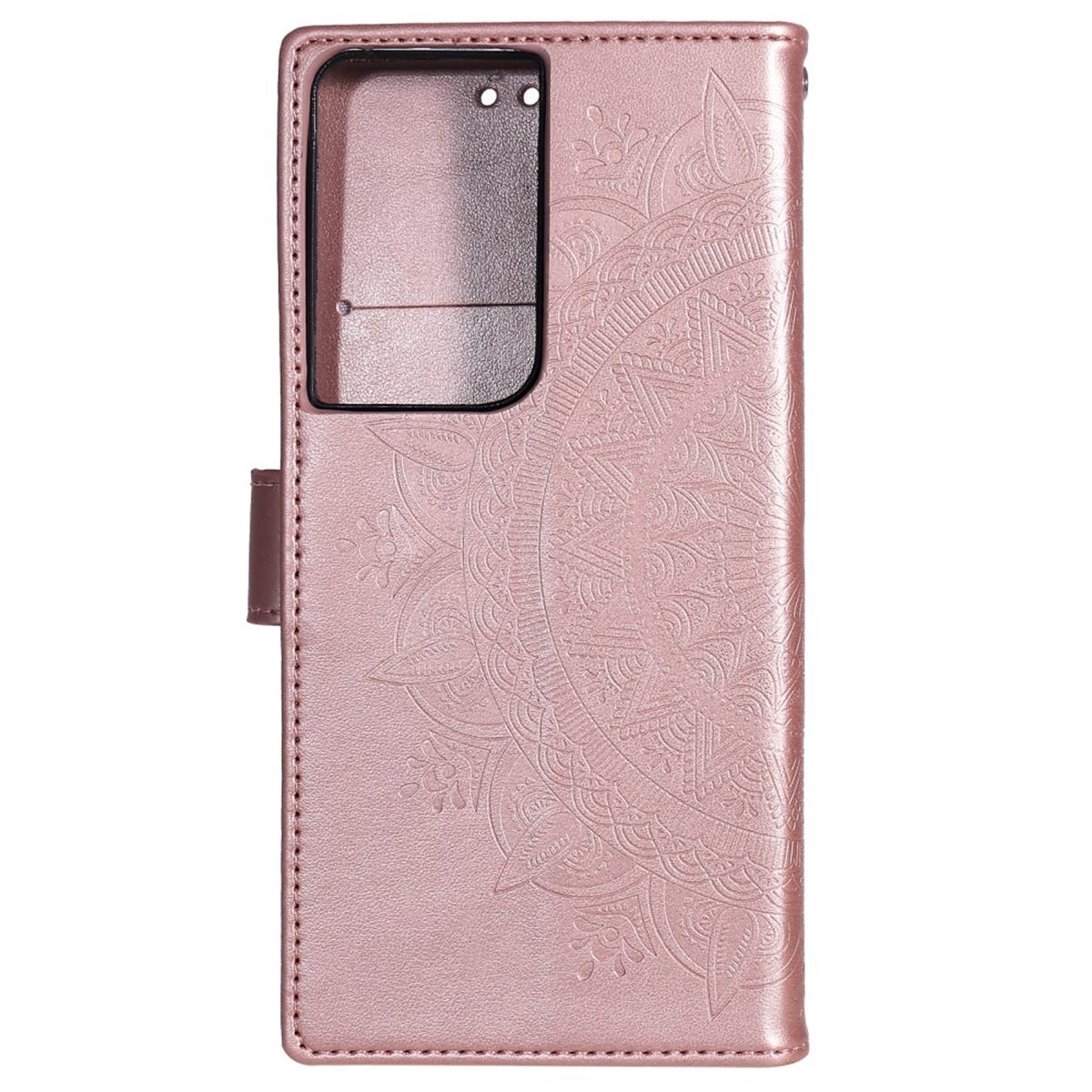 Hülle für Samsung Galaxy S21 Ultra Handyhülle Flip Case Cover Schutzhülle Mandala Rosegold