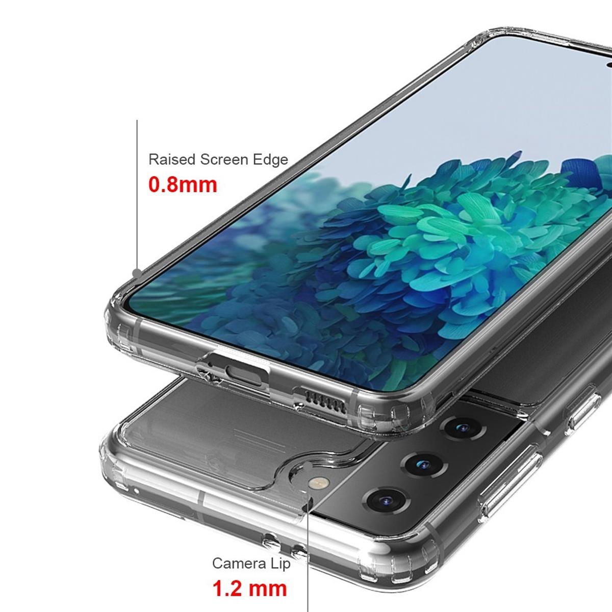 Hülle für Samsung Galaxy S21 Handyhülle Hybrid Silikon Case Bumper Tasche Cover Klar