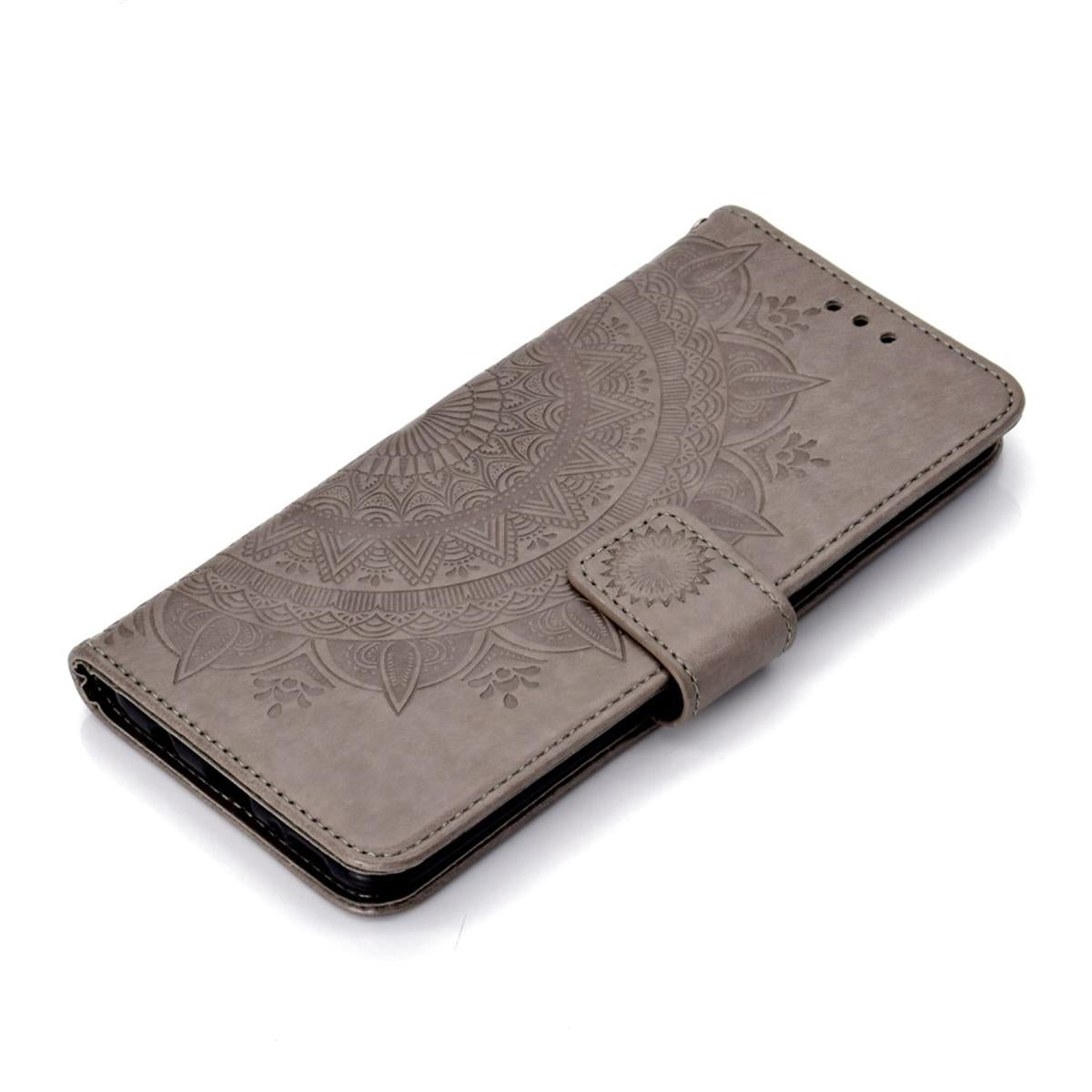 Hülle für Samsung Galaxy A70 Handyhülle Schutz Tasche Case Etui Cover Mandala Grau