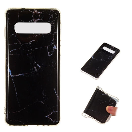 Hülle für Samsung Galaxy S10e Handyhülle Silikon Case Cover Marmor Look Schwarz