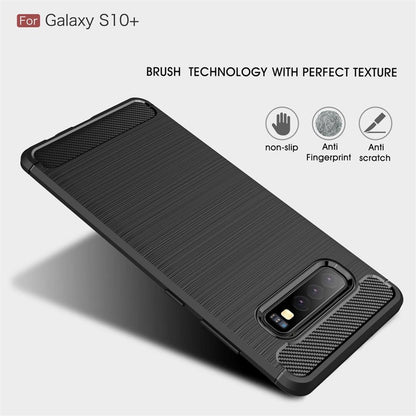 Hülle für Samsung Galaxy S10+ (Plus) Handyhülle Cover Silikon Case Carbon farben