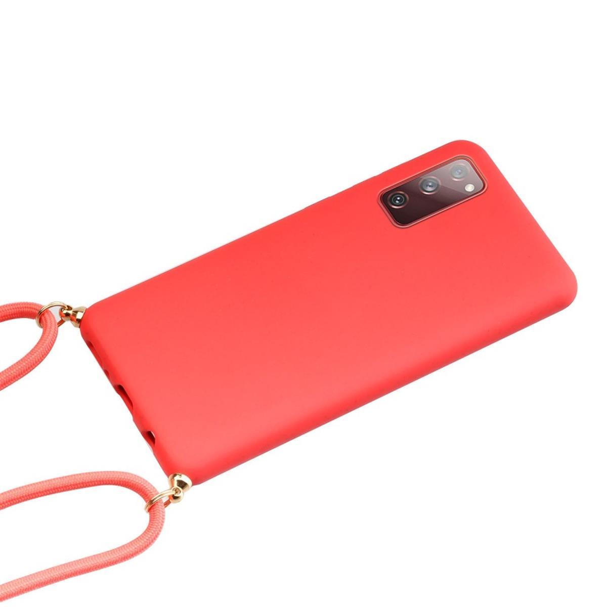 Hülle für Samsung Galaxy S20 FE Handyhülle Silikon Case Band Handykette Kordel Schnur Rot