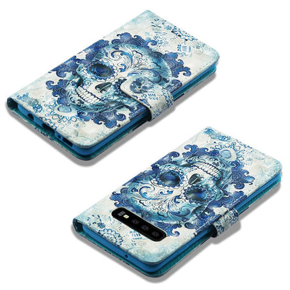 Hülle für Samsung Galaxy S10 Handyhülle Flip Case Cover Bumper Motiv Totenkopf