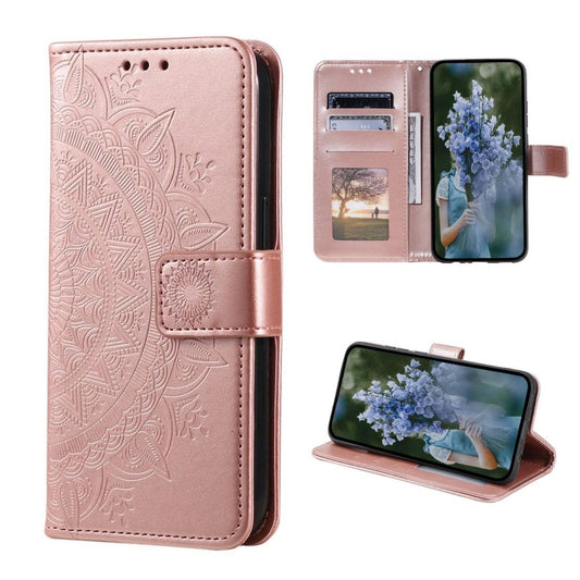 Hülle für Samsung Galaxy S23+ Handyhülle Flip Case Cover Etui Mandala Rosegold