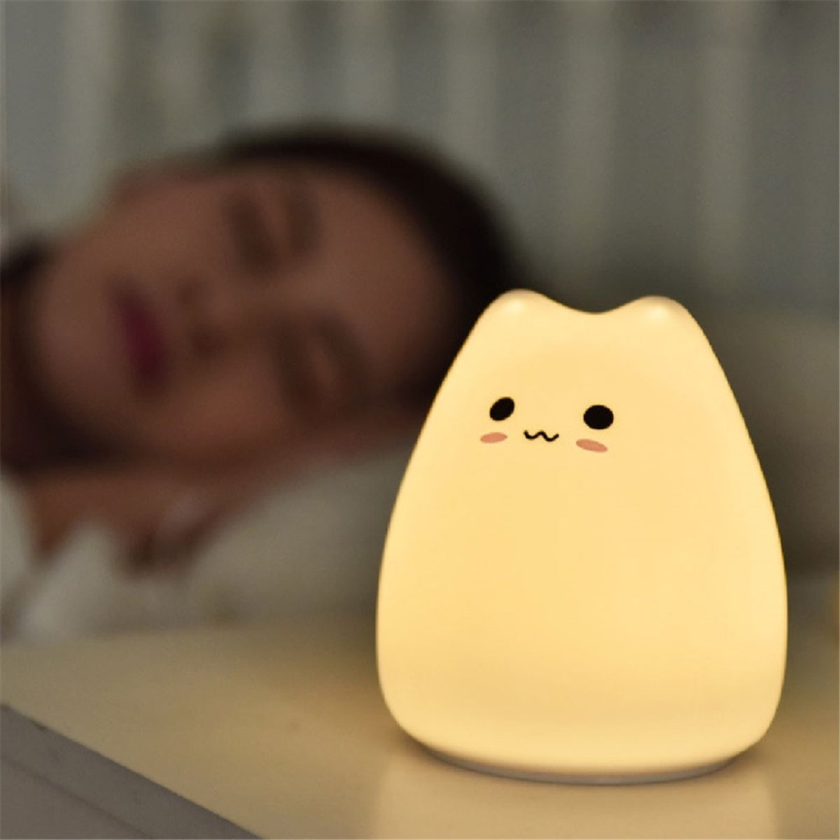 Kinder Nachtlicht Katze LED Nacht Leuchte Dimmbar Silikon Mehrfarbig Schlaflampe